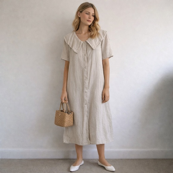 Ingrid Munt Dresses & Skirts - Ingrid Munt Linen Collar Dress / Duster